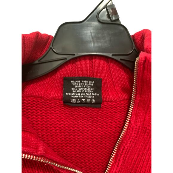 VTG RALPH LAUREN POLO JEANS CO. Men Large Red 1/4 Zip Embroidered Logo Sweater - Picture 5 of 5